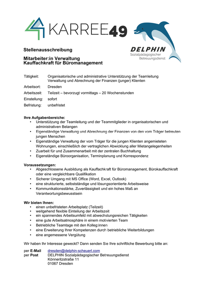 DD Stellenausschreibung Verwaltung